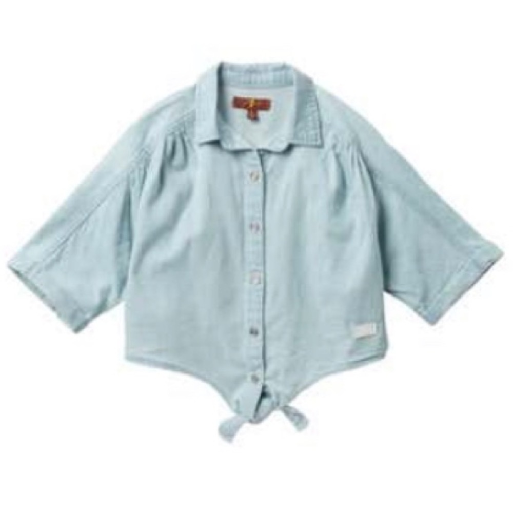 7 For All Mankind Front Tie Raglan Sleeve Top